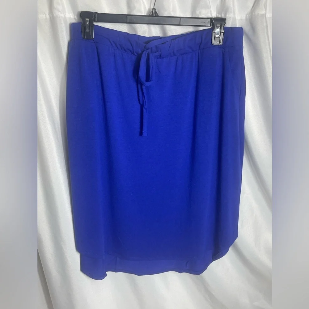 Zenana Women's Plus Size 3XL Blue Skirt Drawstring Pockets Tulip Hem NWT - Picture 2 of 9